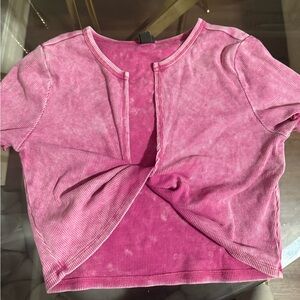Wild Fable Pink Twist Front Crop Top